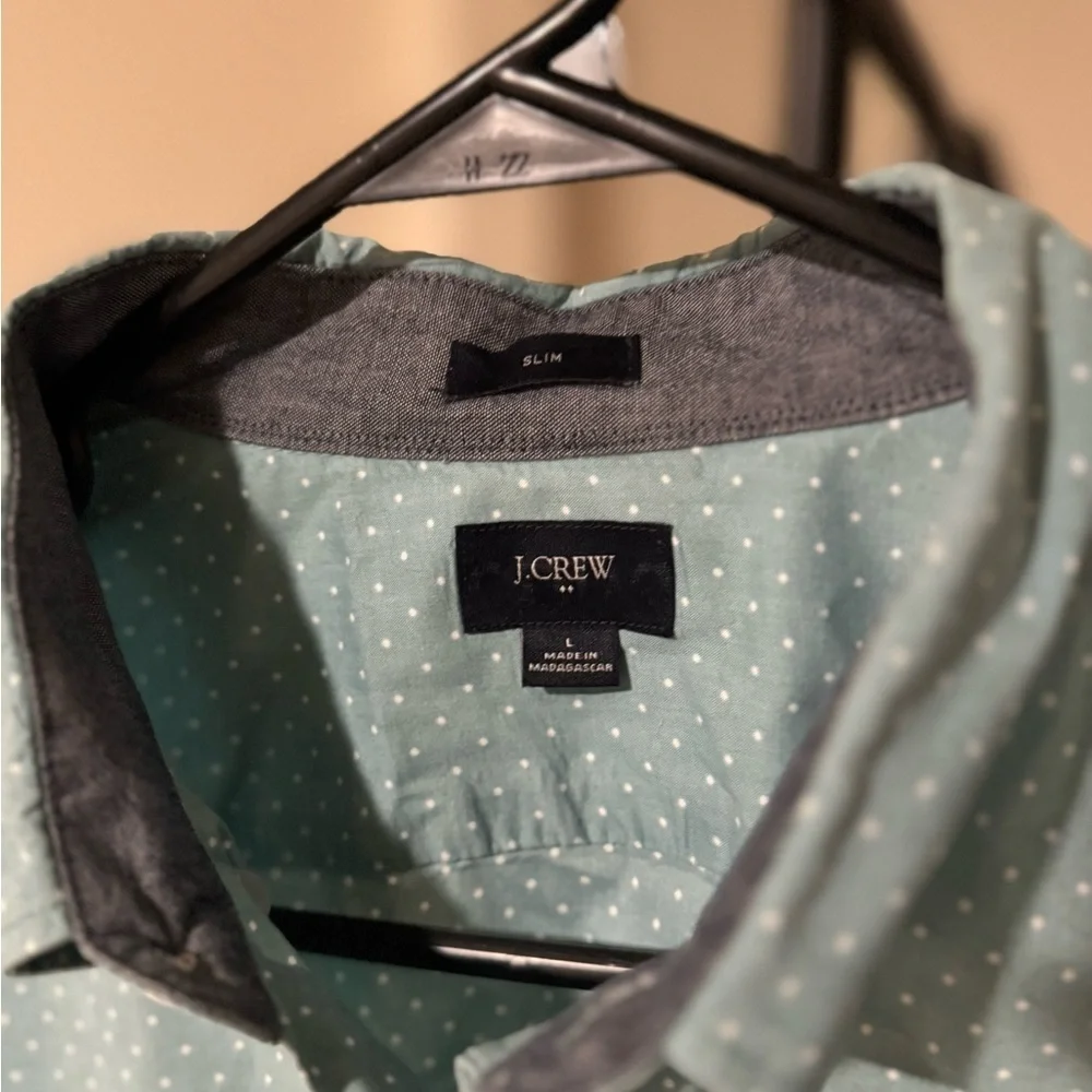 J. Crew Light Blue-Green Polka Dot Men's Shirt